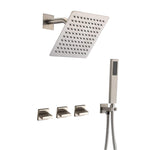 3 Handle Shower Faucet System,Brushed Nickel Shower Faucet Set with Valve,SUMERAIN