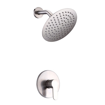 Shower Faucet Brushed Nickel,Single Handle Solid Brass Rough-in Valve with Shower Arm and Showerhead