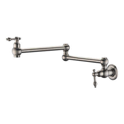 Pot Filler Faucet Wall Mount Brushed Nickel with Dual Swing Joints and 24" extension