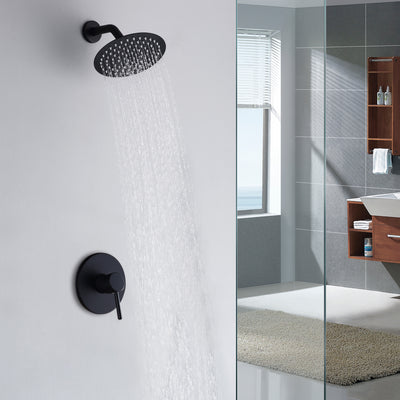 Matte Black Shower Faucet Set with Pressure Balance and Non-return Check Valves