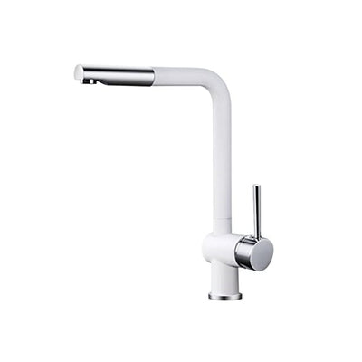 Sumerain Pull Out Kitchen Faucet, White and Chrome Finish