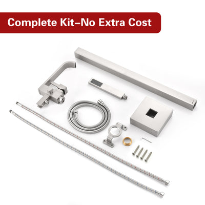 SUMERAIN Brushed Nickel Freestanding Bathtub Faucet with Hand Shower, Waterfall Floor Mount Tub Filler with 360-degree Swivel Spout, High Flow