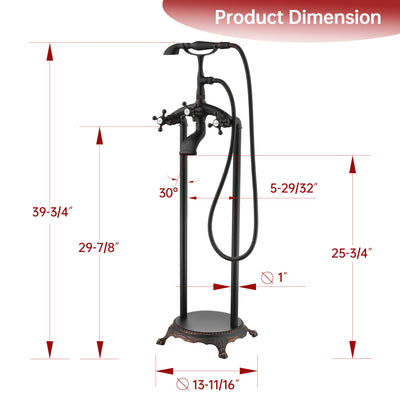 SUMERAIN Freestanding Waterfall Bathtub Faucet, Oil Rubbed Bronze Floor Mount Bathroom Tub Filler with Hand Shower, High Flow