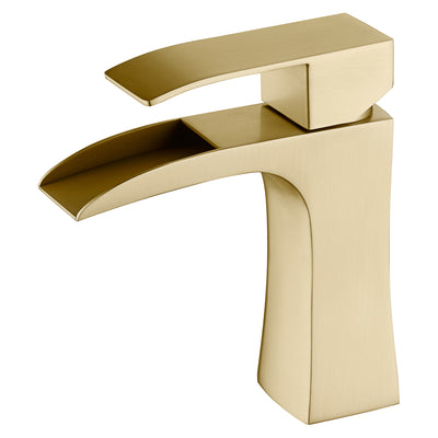 SUMERAIN Waterfall Bathroom Sink Faucet Brushed Gold Single Handle Single Hole Bathroom Vanity Faucet Stainless Steel