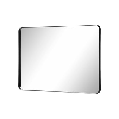 SUMERAIN Bathroom Mirror with Matte Black Frame, 24x30 Inch Rounded Corner Wall Mirror with Shatter-Proof Tempered Glass, Flexible Horizontal or Vertical Mount