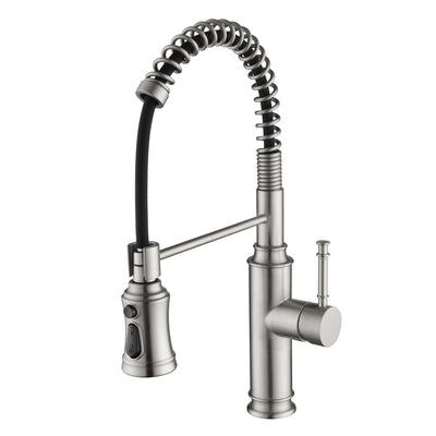 SUMERAIN Kitchen Sink Faucet with Pull Down Sprayer Single Handle Spring Kitchen Sink Faucet Stainless Steel with 3-Function Sprayer, Brushed Nickel