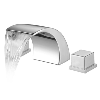 Sumerain Widespread Waterfall Bathroom Sink Faucet 3 Hole Dual Handle Brass Chrome