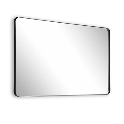 SUMERAIN Black Vanity Mirror, 40x32 Inch Aluminum Framed Bathroom Mirror with Rounded Corners and Easy-Clean Glass for Modern Homes, Fits Bathroom and Hallway