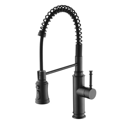 SUMERAIN Pull-out Spring Sprayer Kitchen Sink Faucet, Single Lever Pull Down Kitchen Sink Faucet with 3-Function Sprayer, Matte Black