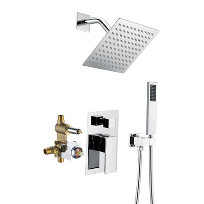 Sumerain Shower Faucet Set Wall Mounted Shower Faucet Sets Complete,Pressure Balance Valve Included and Full Metal Components in Chrome Finish,Sumerain