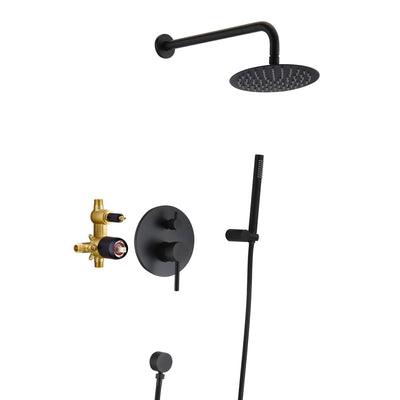 Sumerain Matte Black Shower Faucet Set, Black Shower System with Rain Showerhead and Handheld Shower