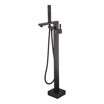 SUMERAIN Modern Bathroom Freestanding Bathtub Faucet, Matte Black Floor Mount Tub Filler with Hand Shower High Flow