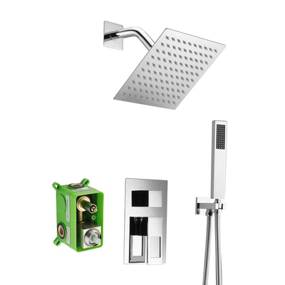 LED Shower Faucet Set Wall Mounted Shower Faucet Sets Complete,Rough-in Valve Included and Full Metal Components in Chrome Finish,Sumerain