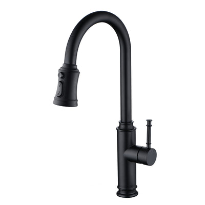 SUMERAIN Single Handle High Arc Pull out Kitchen Faucet,Single Hole Stainless Steel Kitchen Sink Faucets with Pull down Sprayer,Matte Black