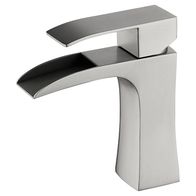 SUMERAIN Bathroom Faucet Brushed Nickel Single Hole Waterfall Bathroom Sink Faucet Stainless Steel Vanity Faucet