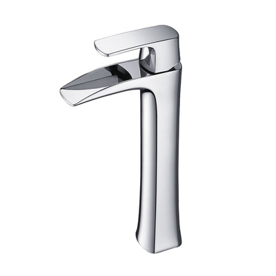 SUMERAIN Contemporary Tall Waterfall Bathroom Sink Faucet for Vessel Sinks, Single Hole Single Handle Bathroom Faucet, Chrome