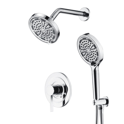 SUMERAIN Shower Faucet Set with 6-Spray Handheld Filtered Shower Head, Chrome Wall Mounted Rainfall Shower System