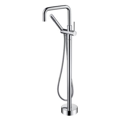 sumerain Freestanding Bathtub Faucet, Modern Floor Mounted Tub Faucet with Hand Shower Brass High Flow Tub filler Chrome