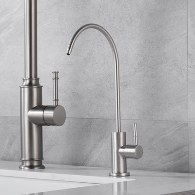 SUMERAIN Drinking Water Faucet for Kitchen Sink, Lead-Free SUS304 Stainless Steel Water Filter Faucet for Reverse Osmosis or Water Filtration System, Brushed Nickel Finish