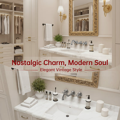 SUMERAIN Traditional Brushed Nickel Wall-Mounted Vessel Faucet, 3 Holes Cross Handles Bathroom Lavatory Sink with Included Rough-in Valve