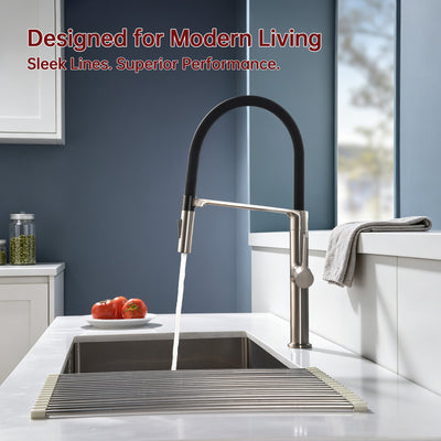 SUMERAIN Deck Mounted Kitchen Faucet with Pull-Down Sprayer, Dual Spray Mode Kitchen Sink Faucet in Brushed Nickel