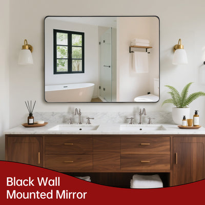 SUMERAIN Rectangle Bathroom Mirror, 40x30 Inch Aluminum Framed Vanity Mirror with Tempered Glass for Large Bathroom Walls, Horizontal or Vertical Mount