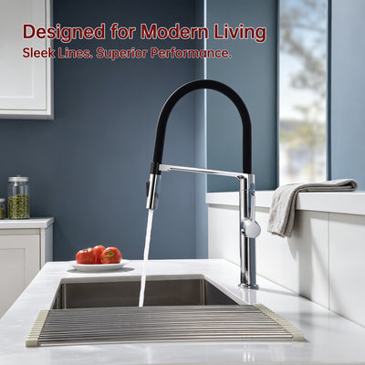 SUMERAIN Single Handle Pull-Down Kitchen Sink Faucet in Chrome Finish, Deck Mounted Lead-Free Kitchen Faucet with Dual Spray Mode