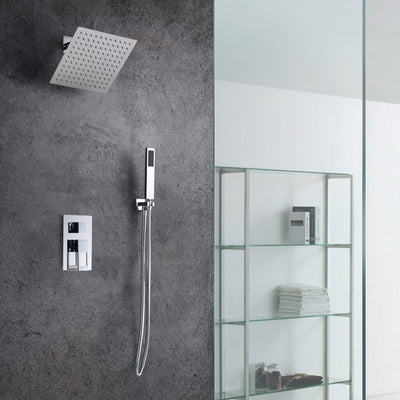 LED Shower Faucet Set Wall Mounted Shower Faucet Sets Complete,Rough-in Valve Included and Full Metal Components in Chrome Finish,Sumerain