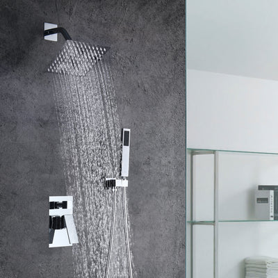 Sumerain Shower Faucet Set Wall Mounted Shower Faucet Sets Complete,Pressure Balance Valve Included and Full Metal Components in Chrome Finish,Sumerain