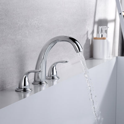 SUMERAIN Two Handle Roman Tub Faucet with Valve, High Flow,Chrome