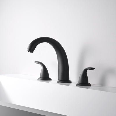 SUMERAIN Roman Tub Faucet Widespread 2 Handle Deck Mount Bathtub Faucet with Valve,Matte Black