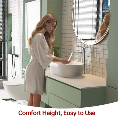 SUMERAIN Brushed Nickel Tall Bathroom Faucet for Vessel Sink, Single Handle Single Hole Bathroom Lavatory Faucet 304 Stainless Steel, Water-Saving