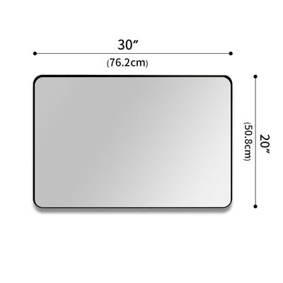 SUMERAIN Matte Black Bathroom Vanity Mirror, 20x30 Inch Tempered Glass Wall Mounted Mirror with Rounded Corners, Hangs Horizontally or Vertically