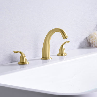 SUMERAIN Roman Tub Faucet High Flow 2 Handle Deck Mount High FlowTub Filler with Valve, Brushed Gold