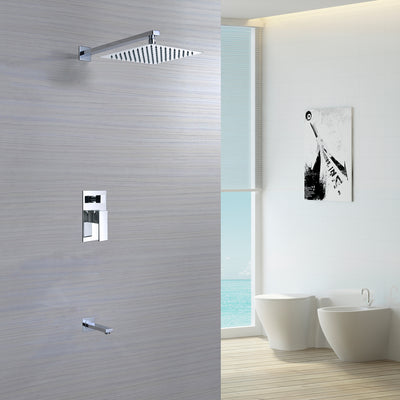 SUMERAIN Modern Tub and Shower Faucet, Wall Mount Single Handle Tub and Shower Faucet with Pressure Balance Valve, Chrome