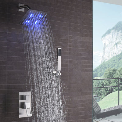 SUMERAIN LED Shower Faucet Brushed Nickel,Rough-in Valve Included and Complete Metal Components