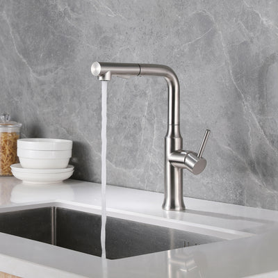 Sumerain High Pressure Kitchen Mixer Tap, Extendable Kitchen Tap with Pull-Out Shower, Stainless Steel 360° Rotatable