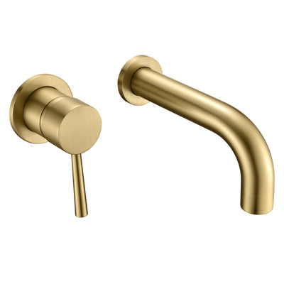 SUMERAIN Wall Mount Tub Filler Gold Bathtub Faucet with Rough in Valve, Left-Handed Handle