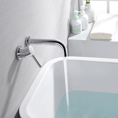 SUMERAIN rubinetto per vasca con montaggio a parete, set di rubinetti per vasca da bagno cromati con maniglia per mancini e valvola ruvida