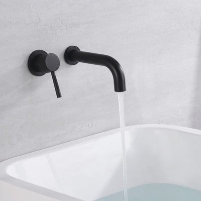 SUMERAIN Matte Black Tub Faucet Set Wall Mount Bathtub Faucet Single Handle, Rough-in Valve Included