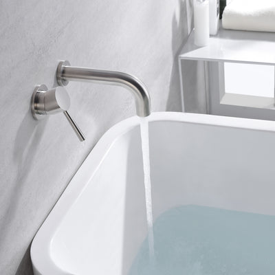 SUMERAIN Torneira para banheira de níquel escovado com montagem na parede para enchimento de banheira com alça única para canhotos