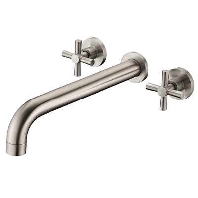 SUMERAIN Tub Faucet Brushed Nickel Wall Mount Tub Filler High Flow Bathtub Faucet with Rough in Valve, Extra Long Spout