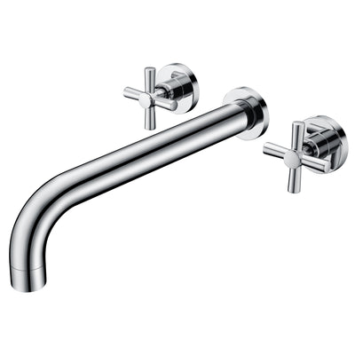 SUMERAIN Tub Filler Wall Mounted Tub Faucet High Flow Bathtub Faucet Chrome Finish with Rough in Valve, Extra Long Spout and Cross Handles