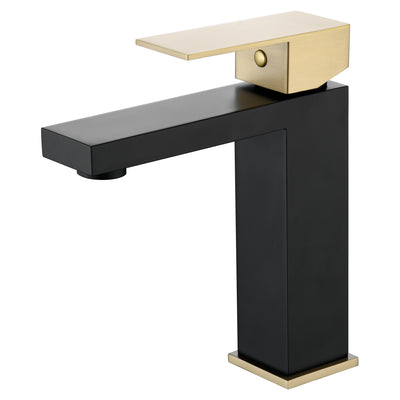 sumerain Bathroom Sink Faucet Black and Gold Bathroom Faucet 304 Stainless Steel Single Handle Single Hole