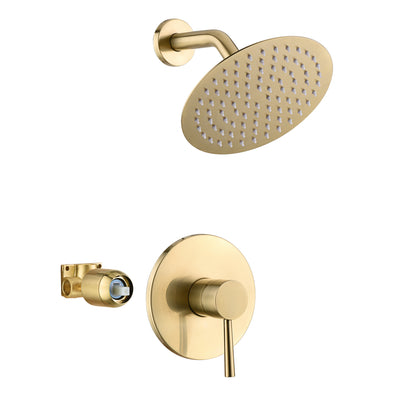 Conjunto de torneira de chuveiro em ouro escovado, design totalmente em metal e válvula áspera incluída