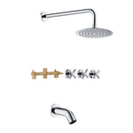 3 Handle Tub and Shower Fixtures with with Rough-in Valve, Chrome