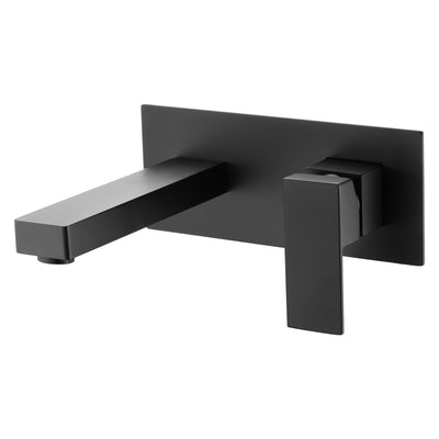 Matte Black Wall Mount Bathroom Sink Faucet, Rough-in Valve Included