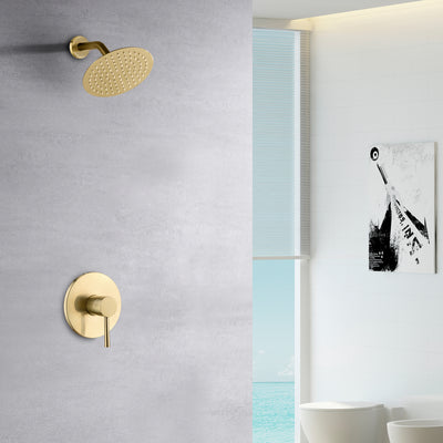 Set di rubinetti per doccia in oro spazzolato, design interamente in metallo e valvola grezza inclusa