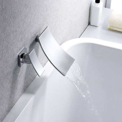 sumerain Waterfall Tub Faucet Set Wall Mounted Bathtub Filler Left-Handed Single Handle, Chrome