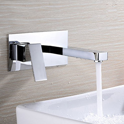 sumerain Lavatory Faucet Wall Mounted Bathroom Sink Faucet and Rough in Valve Included Chrome Finish, Left-Handed Single Handle